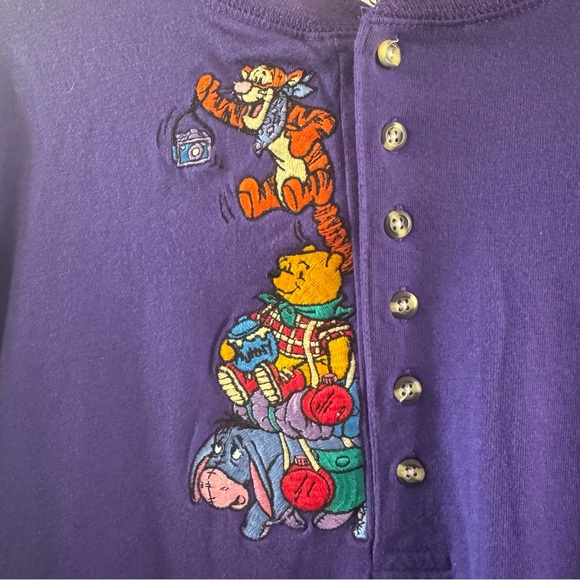 Vtge Disney 90s Women's Winnie The Pooh Long Sleeve Embroidered Shirt Purple, XL - Picture 7 of 9